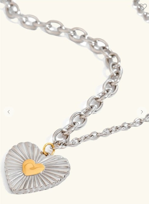 Stainless Steel (Tarnish Free) Waterproof Heart Necklace