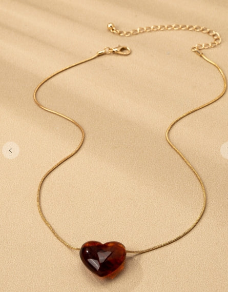 Tortoise Heart Pendant Necklace