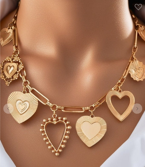 Multi Heart Charm Necklace