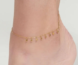 Waterproof Jewelry - Disc Chain Anklet - Gold