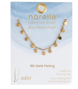 Waterproof Jewelry - Disc Chain Anklet - Gold