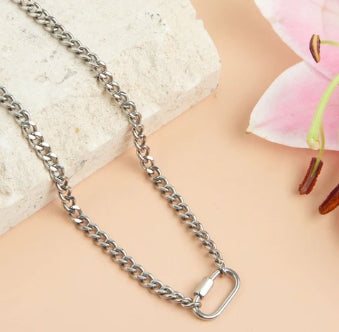 Waterproof Jewelry - Carabiner Necklace - Silver