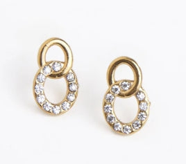 Waterproof Jewelry - Double Circle Link Studs - Gold