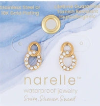 Waterproof Jewelry - Double Circle Link Studs - Gold