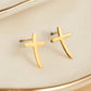 Waterproof Jewelry - Curved Cross Studs - Gold