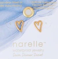 Waterproof Jewelry - Heart Outline Studs - Gold