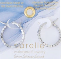 Waterproof Jewelry - Square Beaded Hoops - Silver