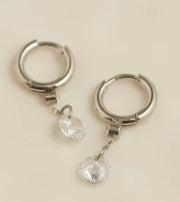 Waterproof Jewelry - Drop Huggie Hoops - Silver