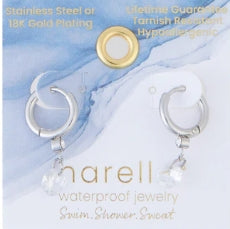 Waterproof Jewelry - Drop Huggie Hoops - Silver