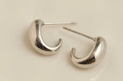 Waterproof Jewelry - Half Loop Hoops - Silver