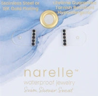 Waterproof Jewelry - Gem Bar Studs - Black/Silver