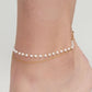 Waterproof Jewelry - Double Row Pearl & Chain Anklet - Gold