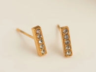 Waterproof Jewelry - Gem Bar Studs - Gold
