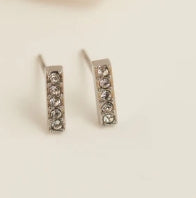 Waterproof Jewelry - Gem Bar Studs - Silver