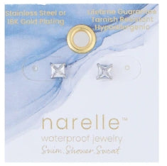 Waterproof Jewelry - 5MM Square Cubic Zirconia Studs - Silver