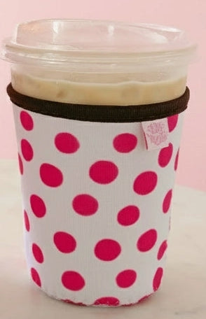 COFFEE CUP COVER - PINK POLKA DOTS - SMALL
