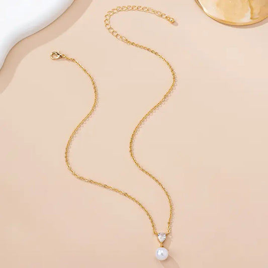 CLASSIC CRYSTAL & PEARL NECKLACE - TEARDROP
