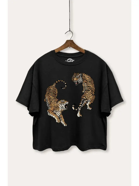 TIGER GRAPHIC CROP TOP