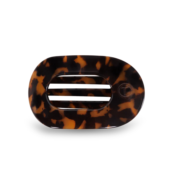 Teleties - Flat Round Hair Clip - Tortoise - Medium