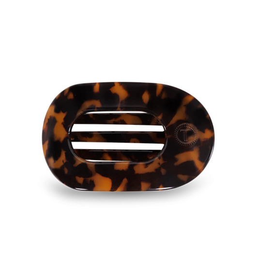 Teleties - Flat Round Hair Clip - Tortoise - Medium