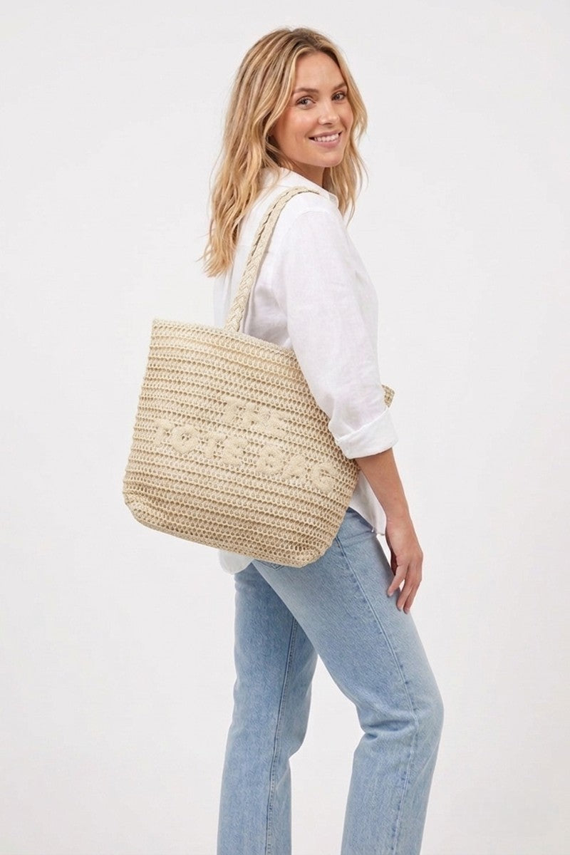 THE TOTE BAG - STRAW WOVEN BEIGE