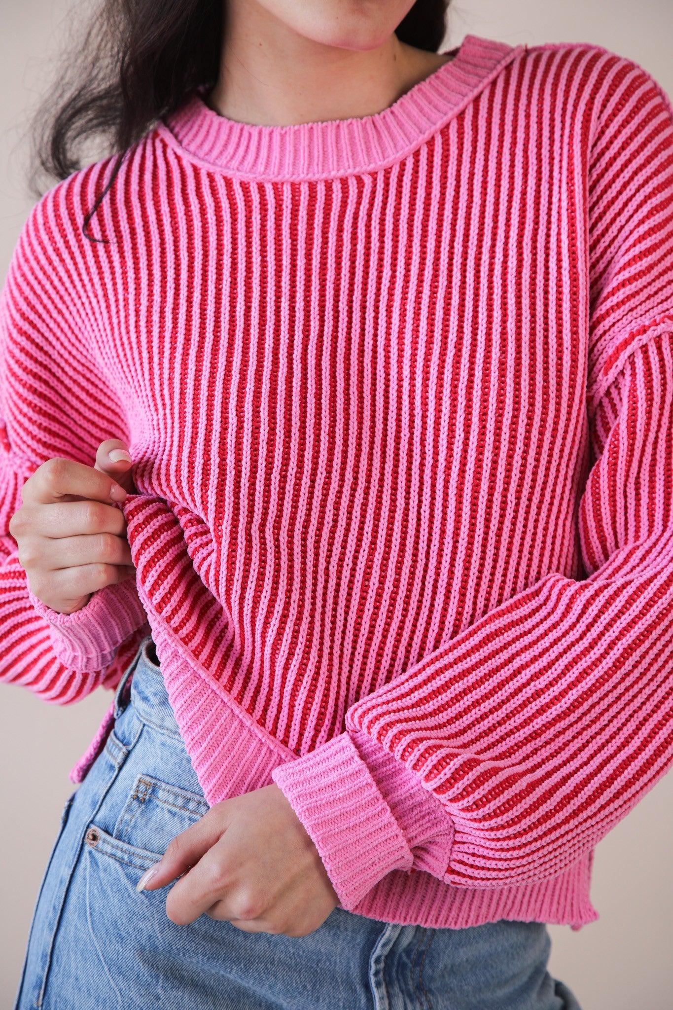 BE MY LOVER TWO TONE SWEATER