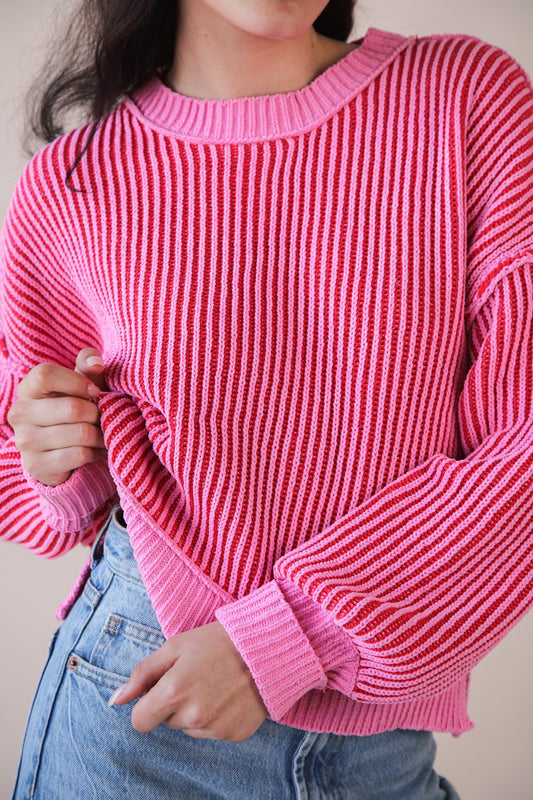 BE MY LOVER TWO TONE SWEATER