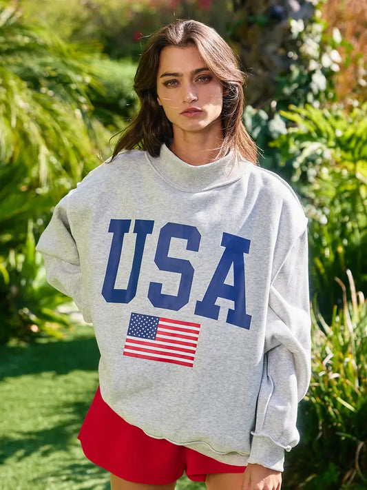 VINTAGE USA/AMERICA REVERSIBLE MOCKNECK