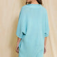 Oversized Solid Textured Romper - Aqua