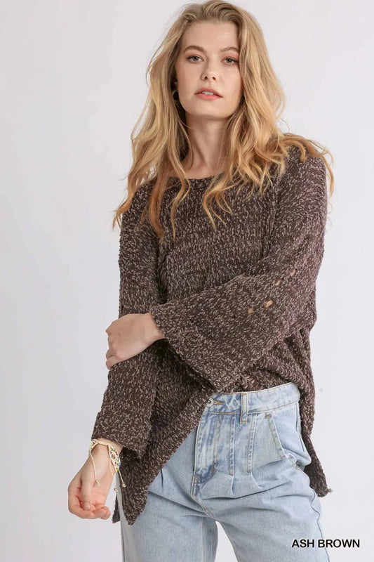 Allie Round Neck Distressed Sweater