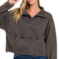 Acid Wash Half Snap Pullover