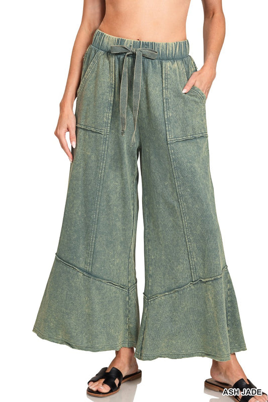 Abigail Exposed Seam Flare Pants - Ash Jade