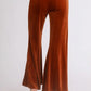 High Waist Velvet Flare Pants - Burnt Orange