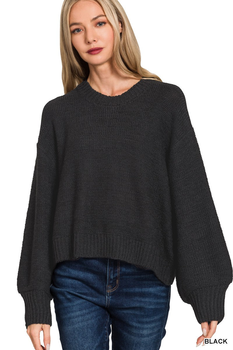 oversized balloon sleeve sweater