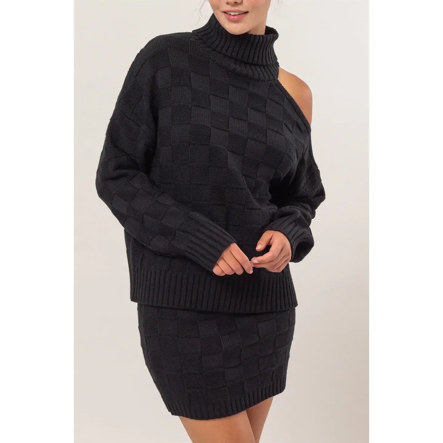 Bennett Basketweave Sweater Top - Black