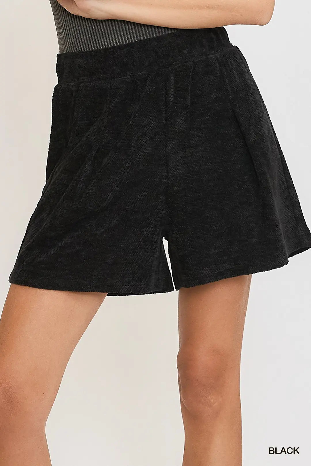 Tara Textured Shorts - Black