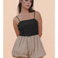 Smocked Bubble Hem Romper - Black