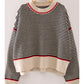 contrast trim stripe knit sweater - black