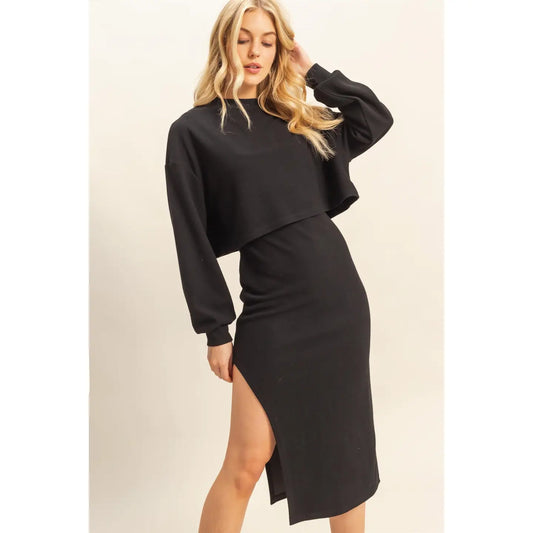Knit Pullover and Midi Dress Set