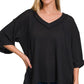 Brushed Waffle 3/4 Sleeve Top