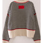 contrast trim stripe knit sweater - black