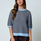 Textured Striped Half Sleeve Sweater