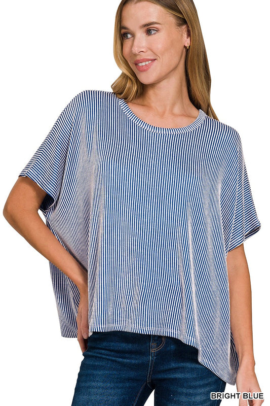 savannah ribbed top - bright blue