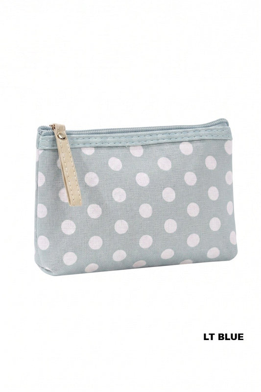 polka dot cosmetic clutch - light blue