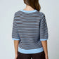 Textured Striped Half Sleeve Sweater
