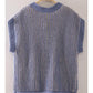 two tone ribbed knit vest - blue/cream
