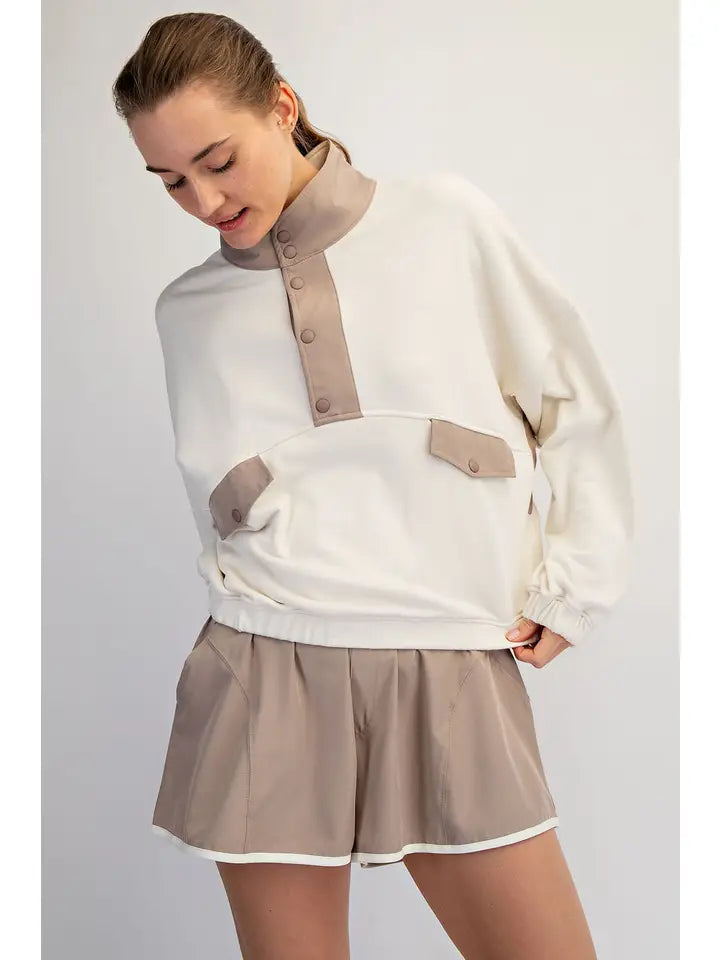 Pliate Time Top - Cream/Mocha