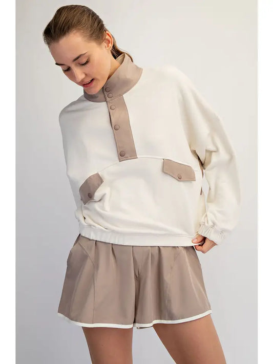 Pliate Time Top - Cream/Mocha