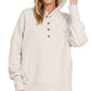 HALF BUTTON FLEECE HOODED PULLOVER