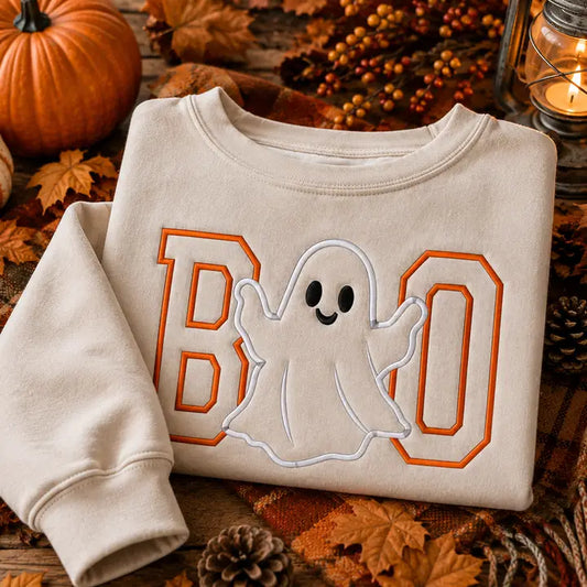 boo ghost embroidered sweatshirt - FINAL SALE